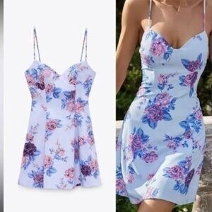 ZARA Floral Cotton Dress S NWT